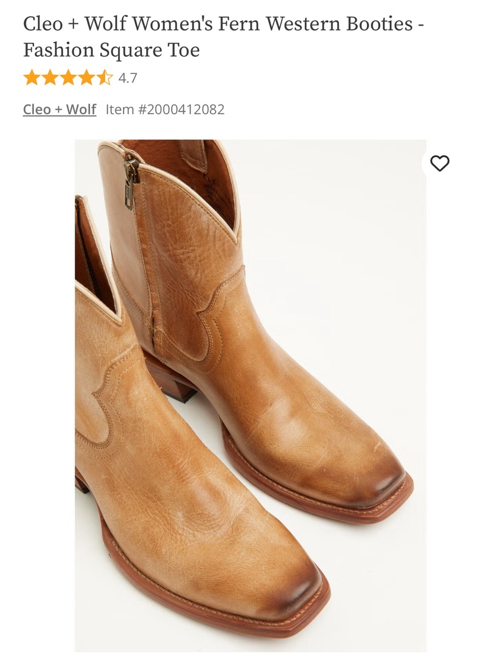 Cleo + Wolf Fern Western Booties in Honey Tan - Picture 2 of 7